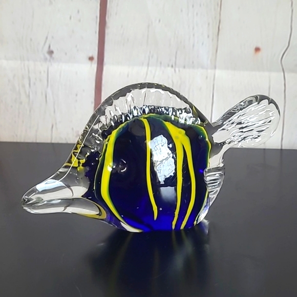 Murano Style Blue Yellow Glass Figurine Angelfish Fish Swordfish Unmarked 6 Inch - Picture 16 of 16